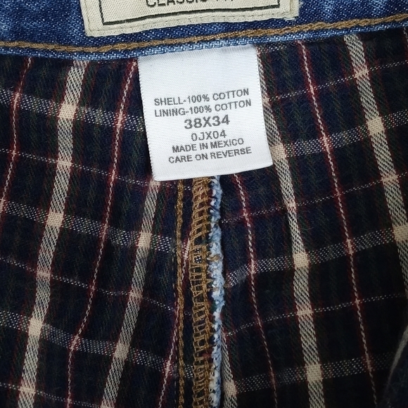 Vintage LL.BEAN Classic Fit plaid flannel lined Men's 38/34 outdoors blue jeans - Picture 5 of 11